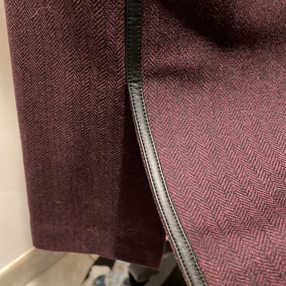 ANN TAYLOR LOFT HERRINGBONE SKIRT w/LEATHER STRIPES - Picture 8 of 10